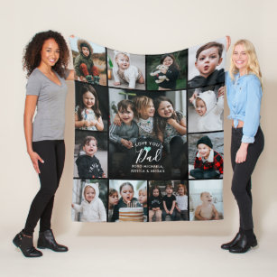 Modern Love You Dad/Daddy/Other Photo Collage Fleece Blanket