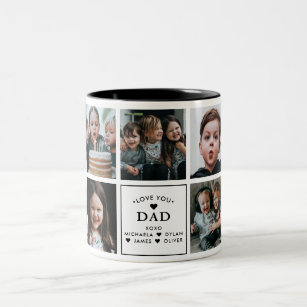 Modern Love You Dad/Daddy/Papa/Other 9-Photo Two-Tone Coffee Mug