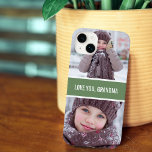 Modern Love You Grandma 2 Photos Green Case-Mate iPhone Case<br><div class="desc">Beautiful modern design iPhone case features 2 of your favourite photos on top and on the bottom with a green stripe in the middle with typography.</div>