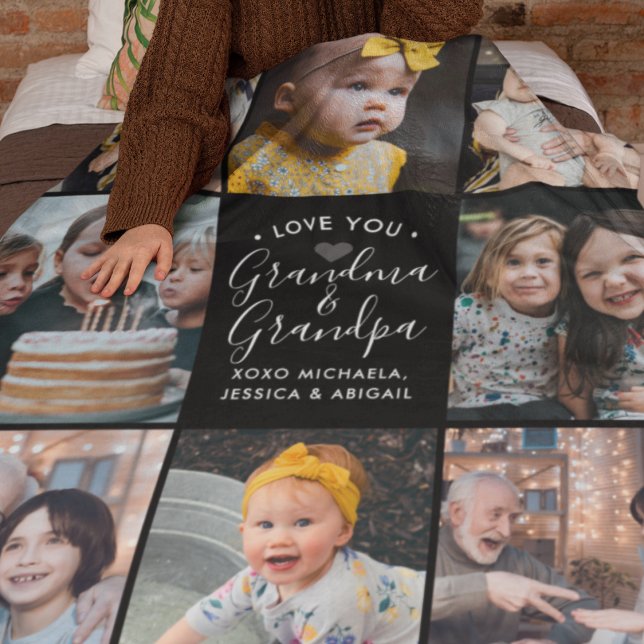Modern Love You Grandma & Grandpa/Other 8-Photo Fleece Blanket (Creator Uploaded)