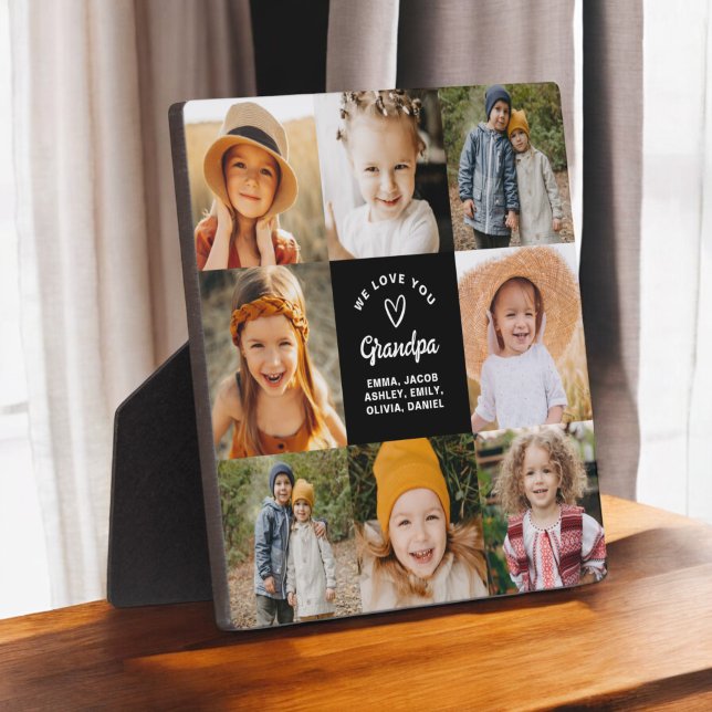 Modern Love You Grandpa Collage Instagram Photo  Plaque (Creator Uploaded)