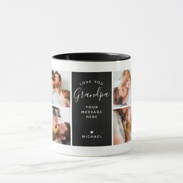 Modern Love You Grandpa/Other 8-Photo Collage Mug (Center)