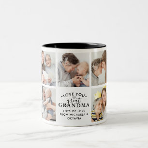 Modern Love You Great Grandma/Granny/Nana 9-Photo Two-Tone Coffee Mug