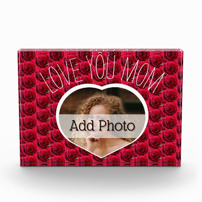 Modern LOVE YOU MOM gift for mother Heart Photo (Front)