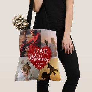 Modern Love You Mom/Mommy/Other Photo Collage Tote Bag