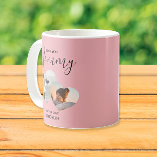 Modern Love You Mommy   2 Heart Photo Coffee Mug