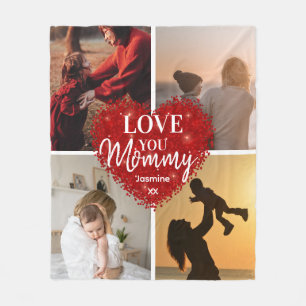 Modern Love You Mum/Mummy/Other Photo Collage  Fleece Blanket
