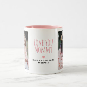 Modern Love you Mummy 2 Photos & Personal Message Two-Tone Coffee Mug