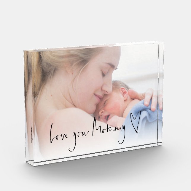 Modern Love You Mummy Script Heart Photo Overlay (Left)