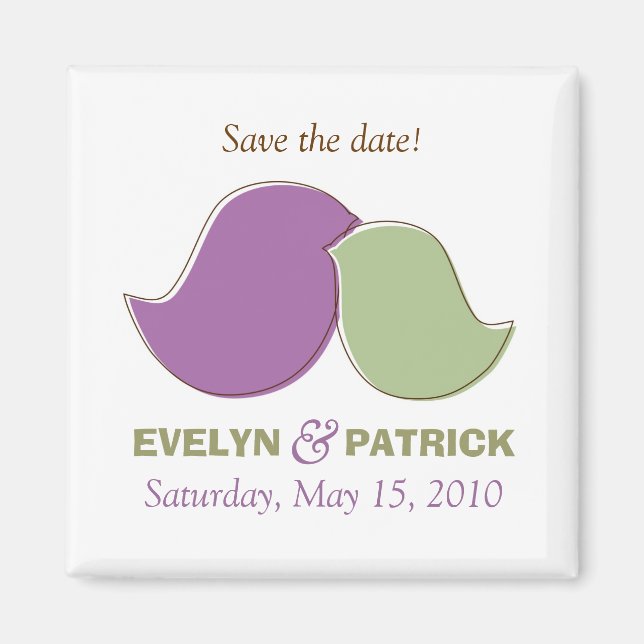 Modern Lovebirds, Save The Dates Magnet (Front)