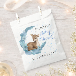 Modern lovely Bambi blue Flowers Dust Baby Shower Favour Bags