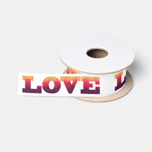 Modern low poly design in ombre colours love satin ribbon