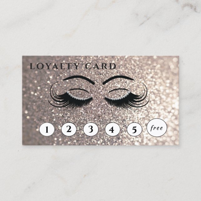 Modern loyalty card  glittery eyelashes & eyebrows (Front)