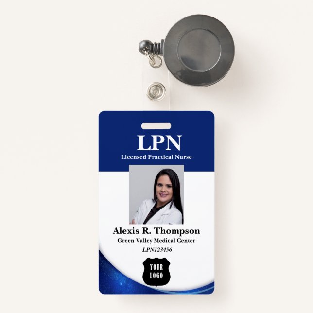 Modern LPN Badge ID Badge (Front with Retractable)