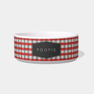 Modern Lumberjack Check Red Plaid Personalised Bowl