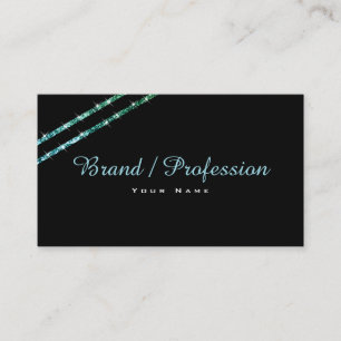Modern Luminous Glitter Stars Elegant Black Beauty Business Card