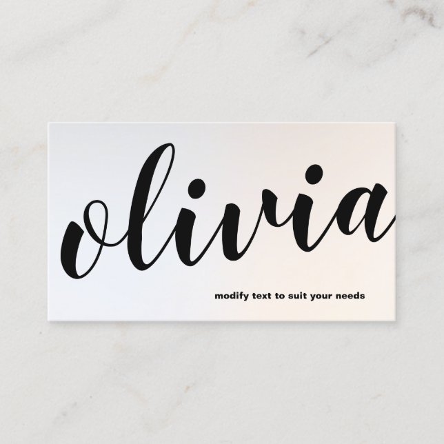 Modern Luminous Silver Bold Script Calligraphy Bus Business Card (Front)