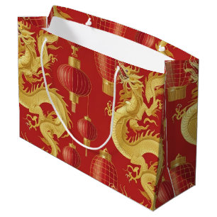 Modern lunar new year modern asian pattern large gift bag