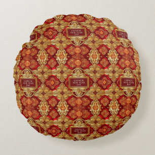 Modern lunar new year modern asian pattern round cushion