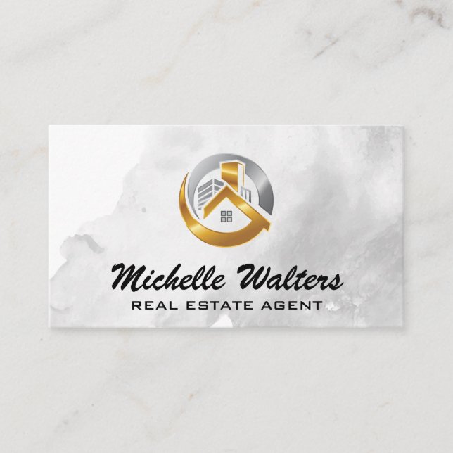 Modern Lux Real Estate Property Logo Business Card (Front)