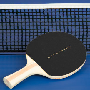 Modern Luxe Black Paper Texture & Gold Name Ping Pong Paddle