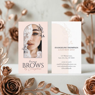 Modern Luxe Brow Specialist Floral Rose Arch Photo Business Card
