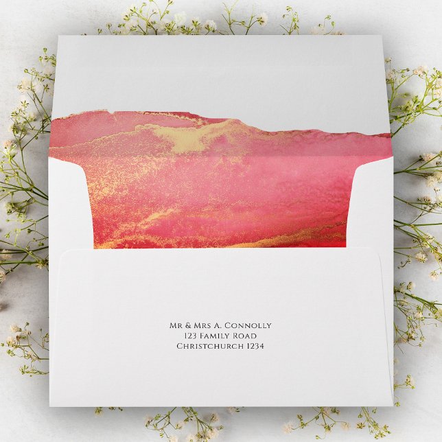 Modern Luxe Coral Pink Wedding Envelope (Creator Uploaded)