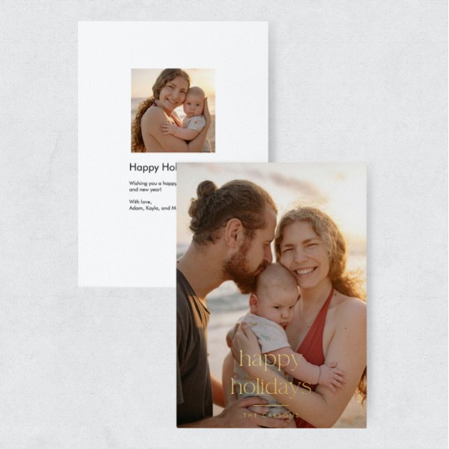 Modern Luxe Foil Photo Happy Holidays Card (Creator Uploaded)