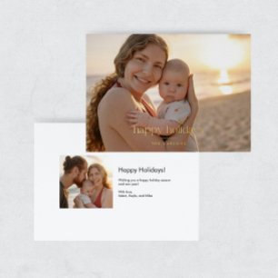Modern Luxe Foil Photo Happy Holidays Card