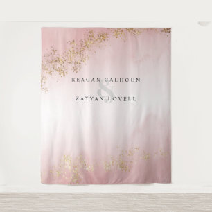 Modern Luxe Gold Flecks Blush Pink Wedding Photo Tapestry