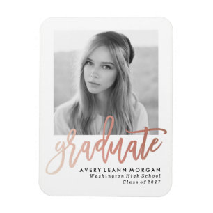 Modern Luxe Graduation Photo Magnet in Rose Gold