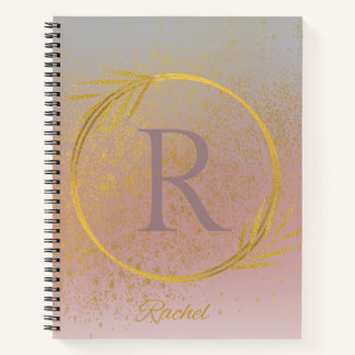 Modern Luxe Lavender & Gold Custom Name & Initial Notebook