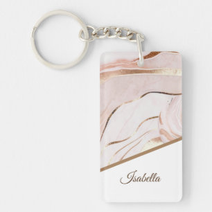 Modern Luxe Marble Rose Gold Key Ring