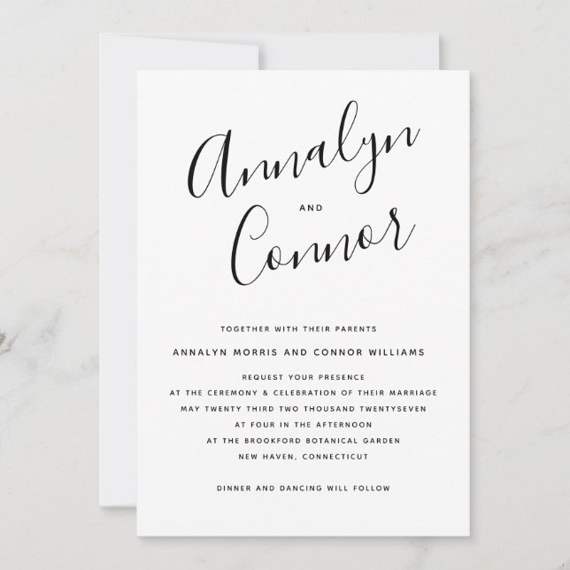 Modern Luxe Script | Stylish Minimal Wedding Invitation (Front)