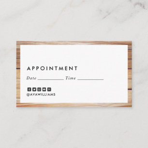 Modern Luxe Wood Border Clean Layout Appointment Business Card