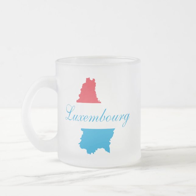 Modern Luxembourg luxembourgish Flag Map Souvenir Frosted Glass Coffee Mug (Left)