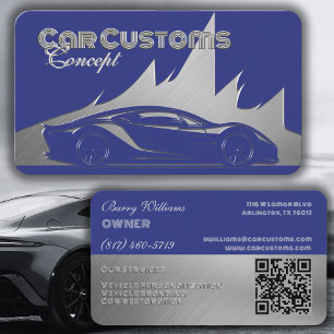 Modern Luxurious Cobalt Silver engraved-style Car Business Card