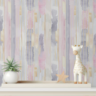 Modern Luxury Abstract Pink Grey Gold Pattern Wallpaper