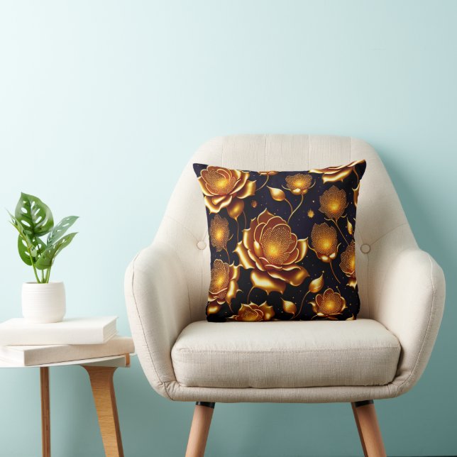 Modern Luxury Big Gold Rose Collection Cushion (Chair)