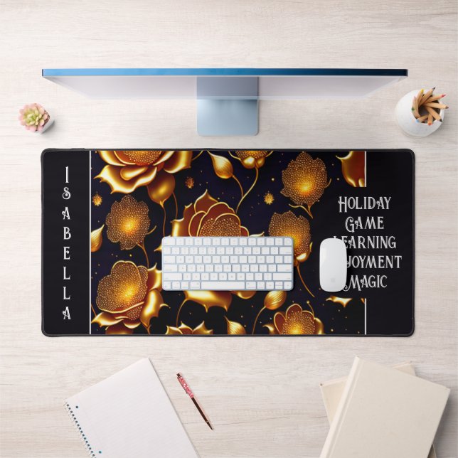 Modern Luxury Big Gold Rose Collection Desk Mat (Office 1)