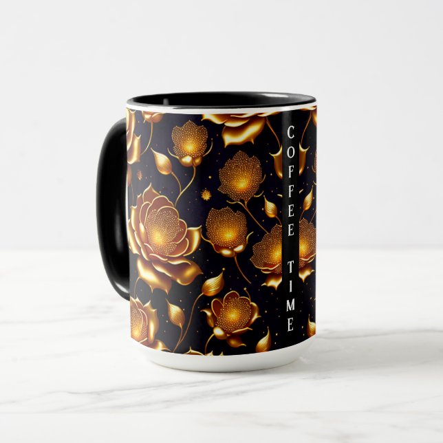 Modern Luxury Big Gold Rose Collection Mug (Front Left)