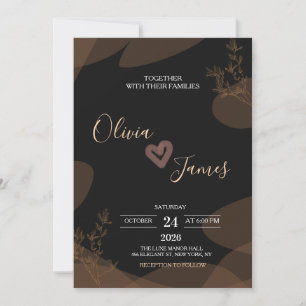 Modern Luxury Black and Gold Wedding Invitation