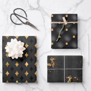 Modern Luxury Black and Gold Wrapping Paper Sheet