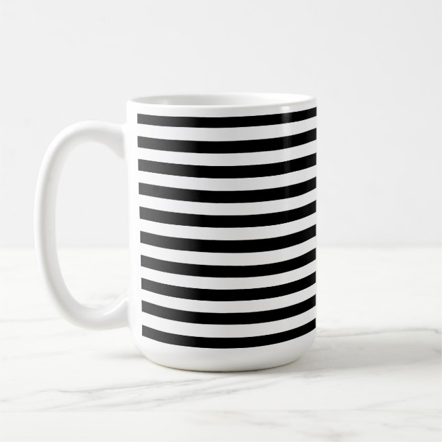Modern Luxury Black and white stripes pattern Coffee Mug (Left)