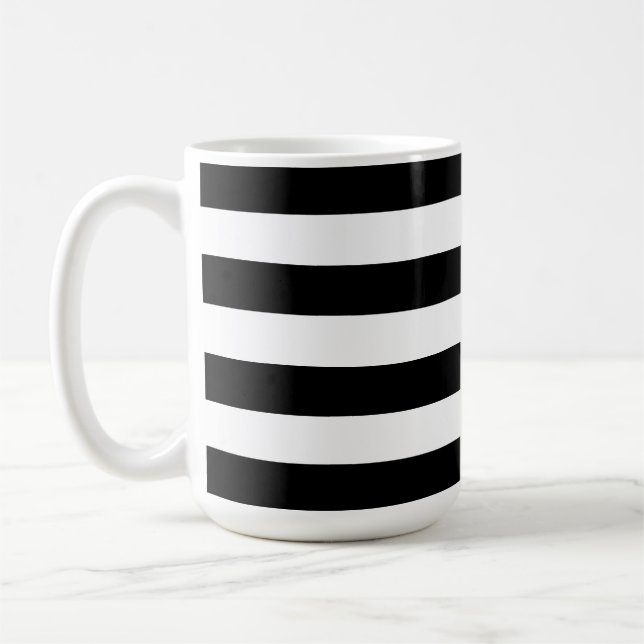 Modern Luxury Black and white stripes pattern Coffee Mug (Left)