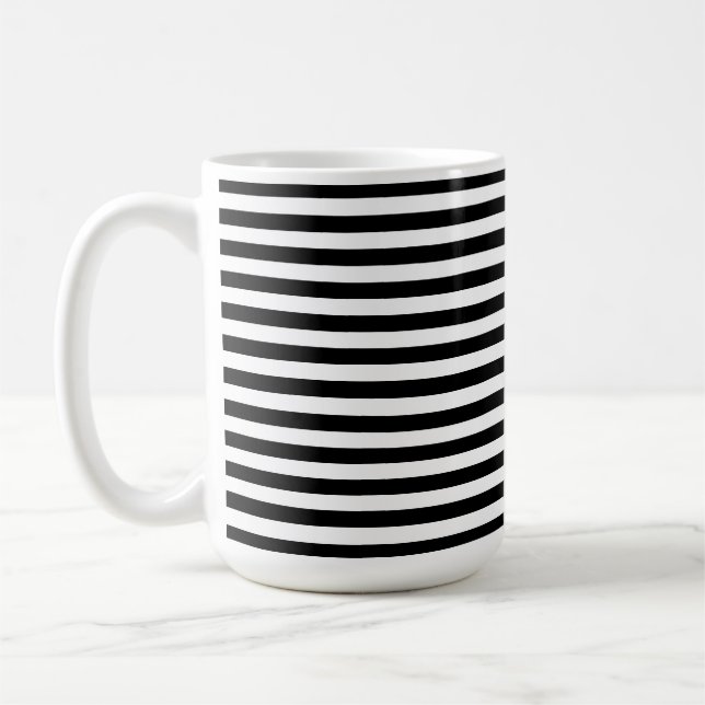 Modern Luxury Black and white stripes pattern Coffee Mug (Left)