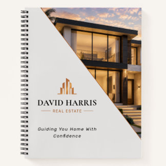 Modern Luxury Black & Copper Real Estate Company Notebook