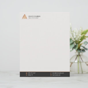 Modern Luxury Black & Copper Real Estate Custom Letterhead