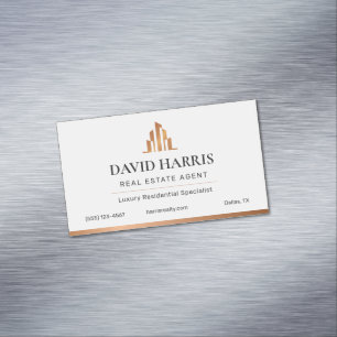 Modern Luxury Black & Copper Real Estate Magnetic Business Card