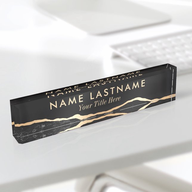 Modern Luxury Black Gold Agate Marble Nameplate (Creator Uploaded)